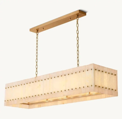 Zora Linear Slat Alabaster Chandelier 54"W