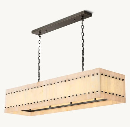 Zora Linear Slat Alabaster Chandelier 72"W