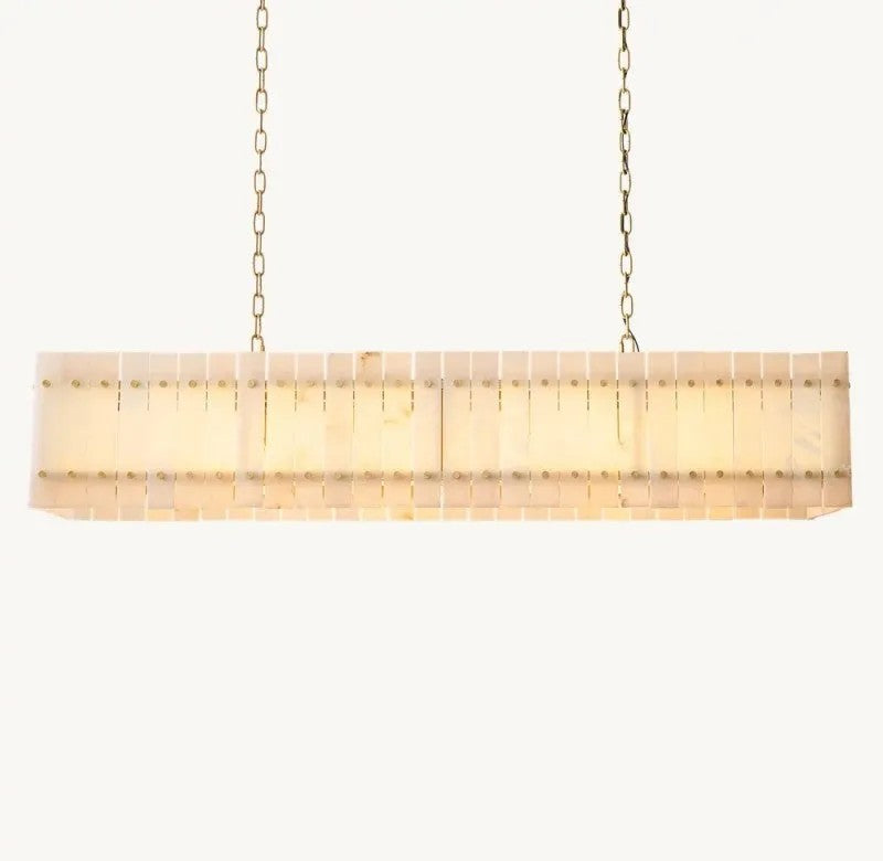 Zora Linear Slat Alabaster Chandelier 72"W