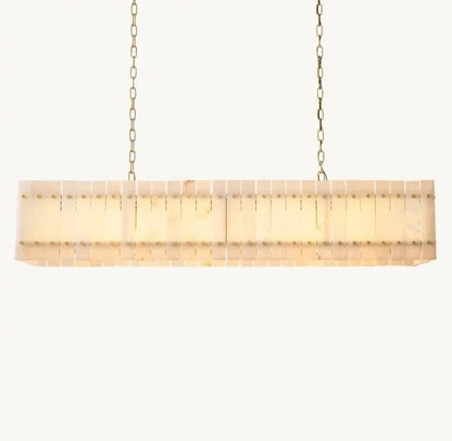 Zora Linear Slat Alabaster Chandelier 54"W