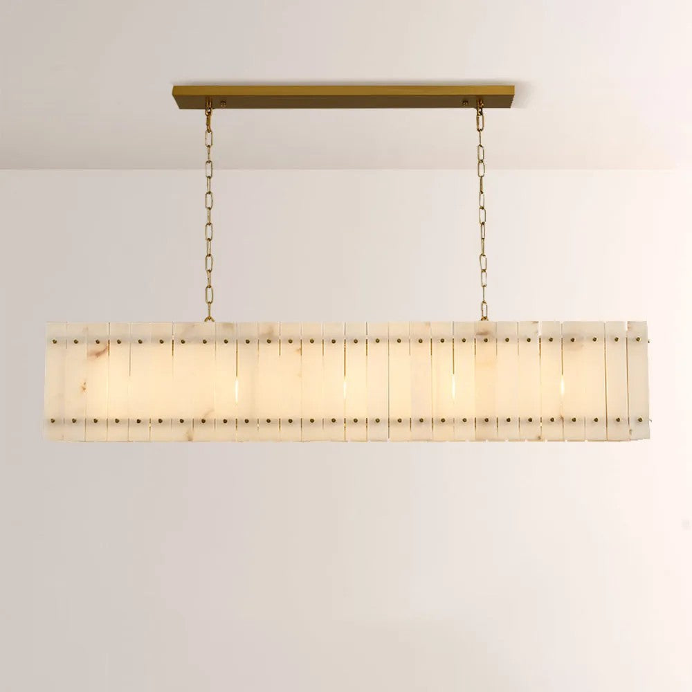 Zora Linear Slat Alabaster Chandelier 72"W
