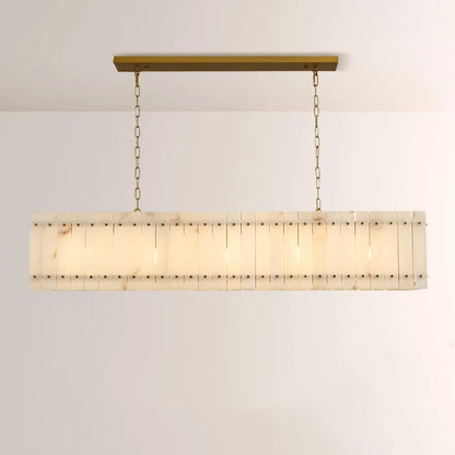 Zora Linear Slat Alabaster Chandelier 72"W
