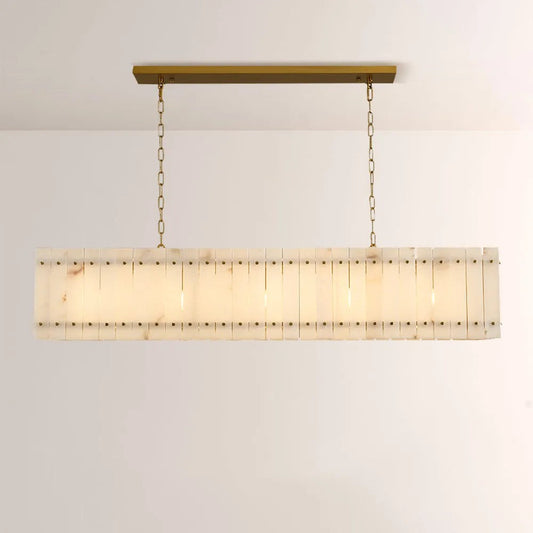 Zora Linear Slat Alabaster Chandelier 72"W