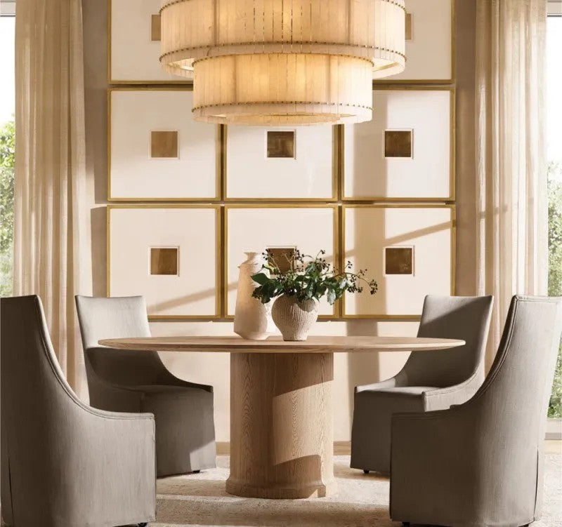 Zora Round Slat Alabaster 2 Tier Drum Chandelier 60”D