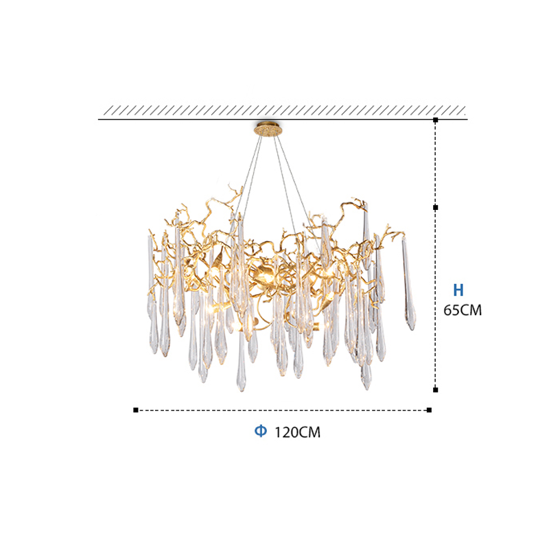 Cecily Modern Crystal Branch Chandelier - Ineffable Lighting