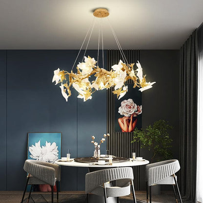 Branch Maple Leaf Crystal Chandelier