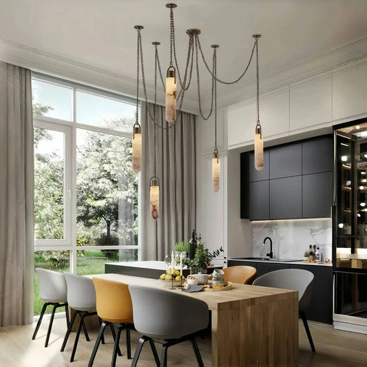 Alabaster Flint 5 Light LED Multi-Drop Pendant