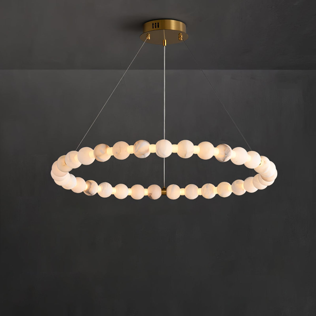 Alabaster Orb Ring Chandelier - ∅ 31.5″ x H 2.4″Gold & WhiteWarm Lighteverlamps