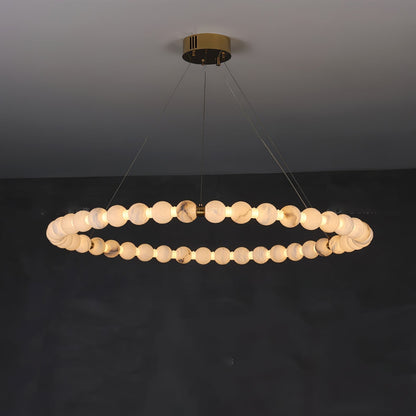 Alabaster Orb Ring Chandelier - ∅ 39.4″ x H 2.4″Gold & WhiteWarm Lighteverlamps