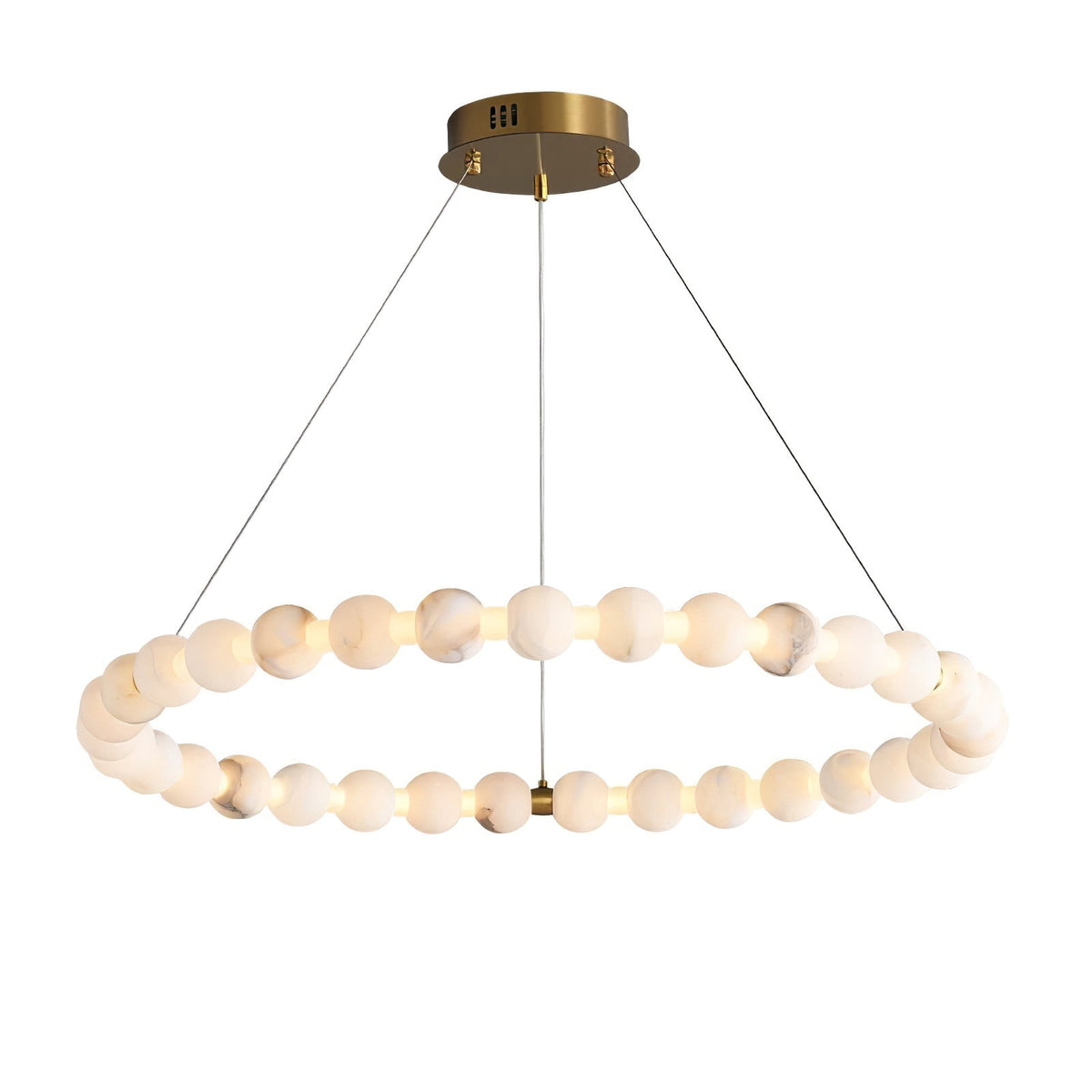 Alabaster Orb Ring Chandelier - ∅ 23.6″ x H 2.4″Gold & WhiteWarm Lighteverlamps