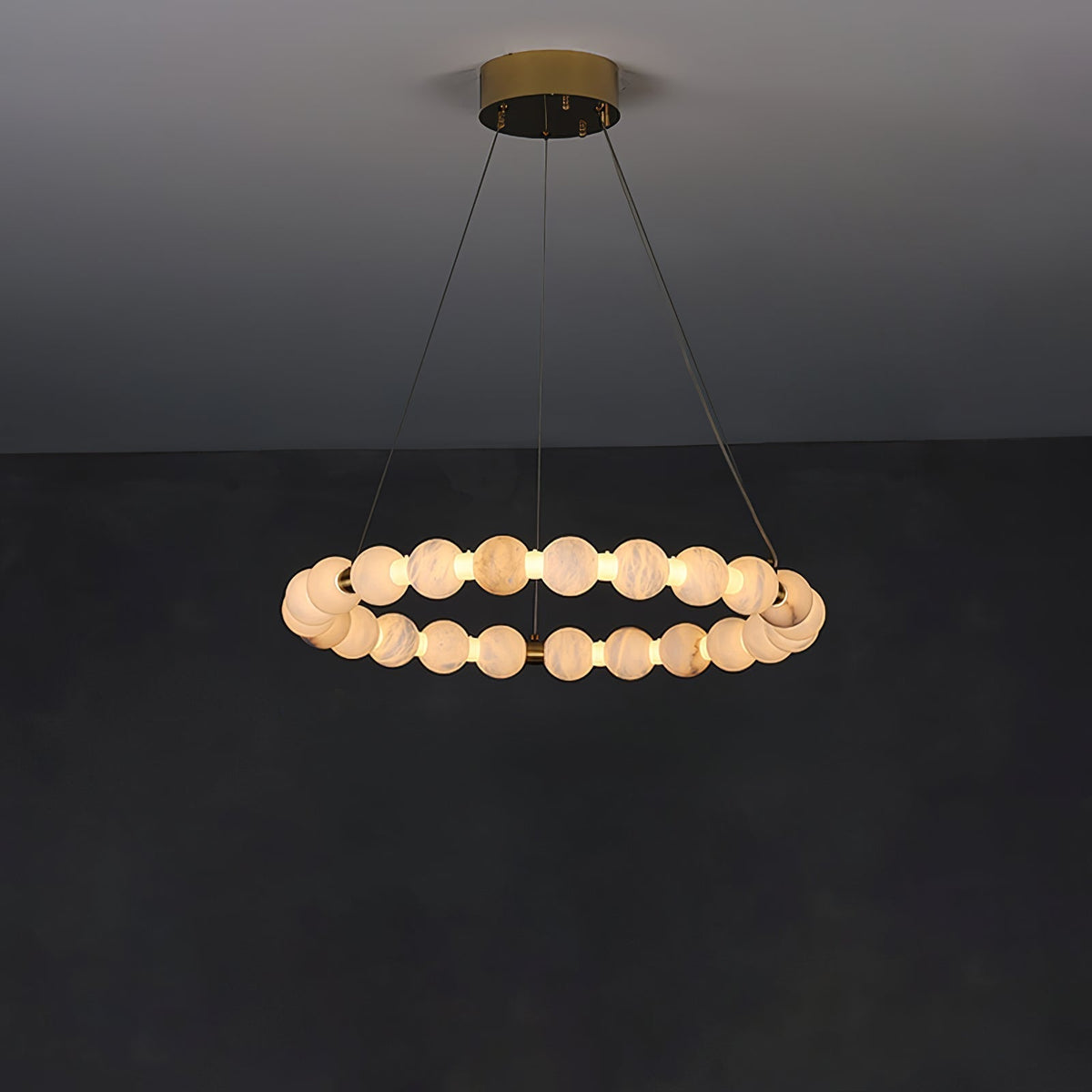 Alabaster Orb Ring Chandelier - ∅ 31.5″ x H 2.4″Gold & WhiteWarm Lighteverlamps