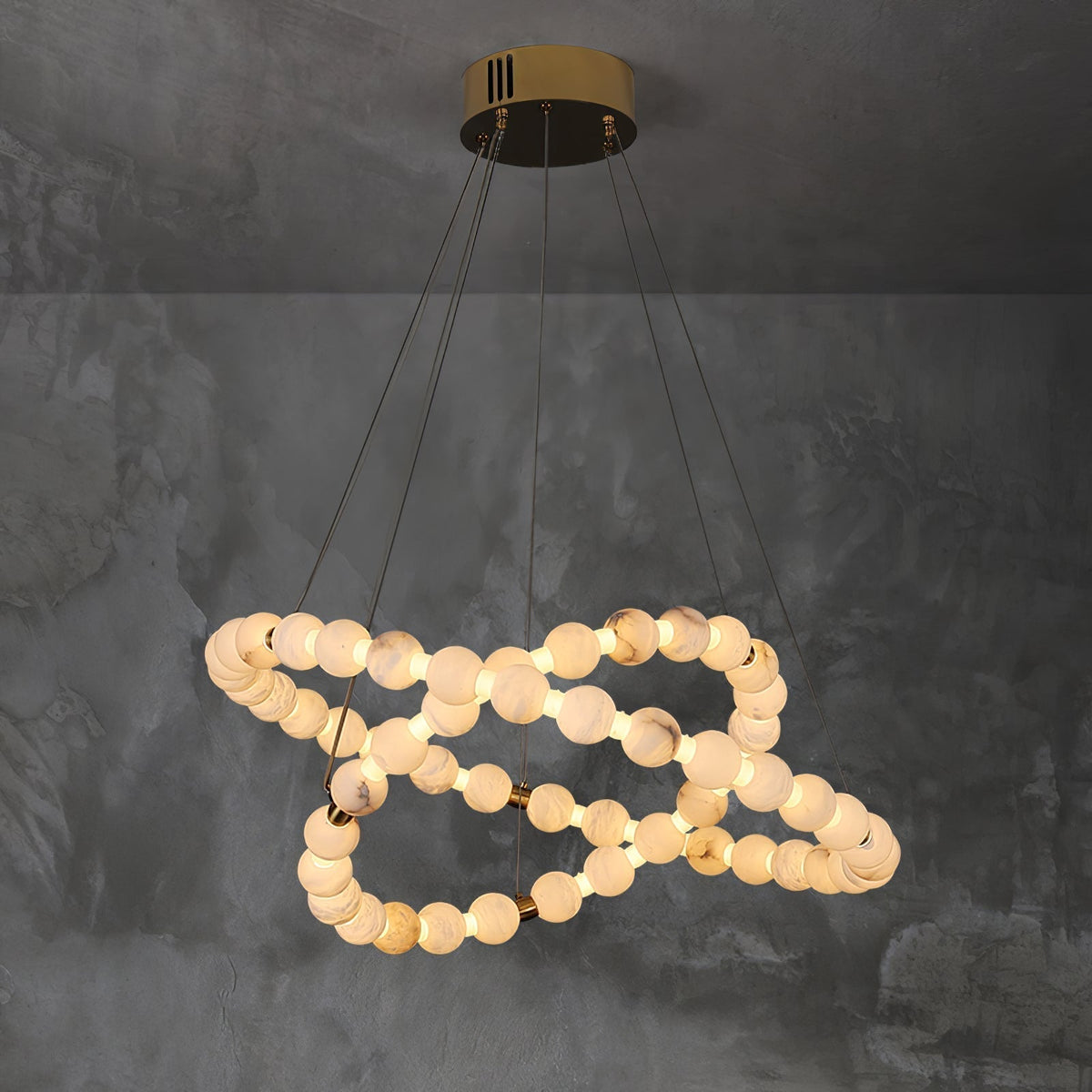 Alabaster Orb Ring Chandelier - ∅ 23.6″ x H 2.4″Gold & WhiteWarm Lighteverlamps