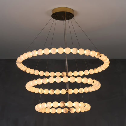 Alabaster Orb Ring Chandelier - 23.6″ + 31.5″ + 39.4″Gold & WhiteWarm Lighteverlamps