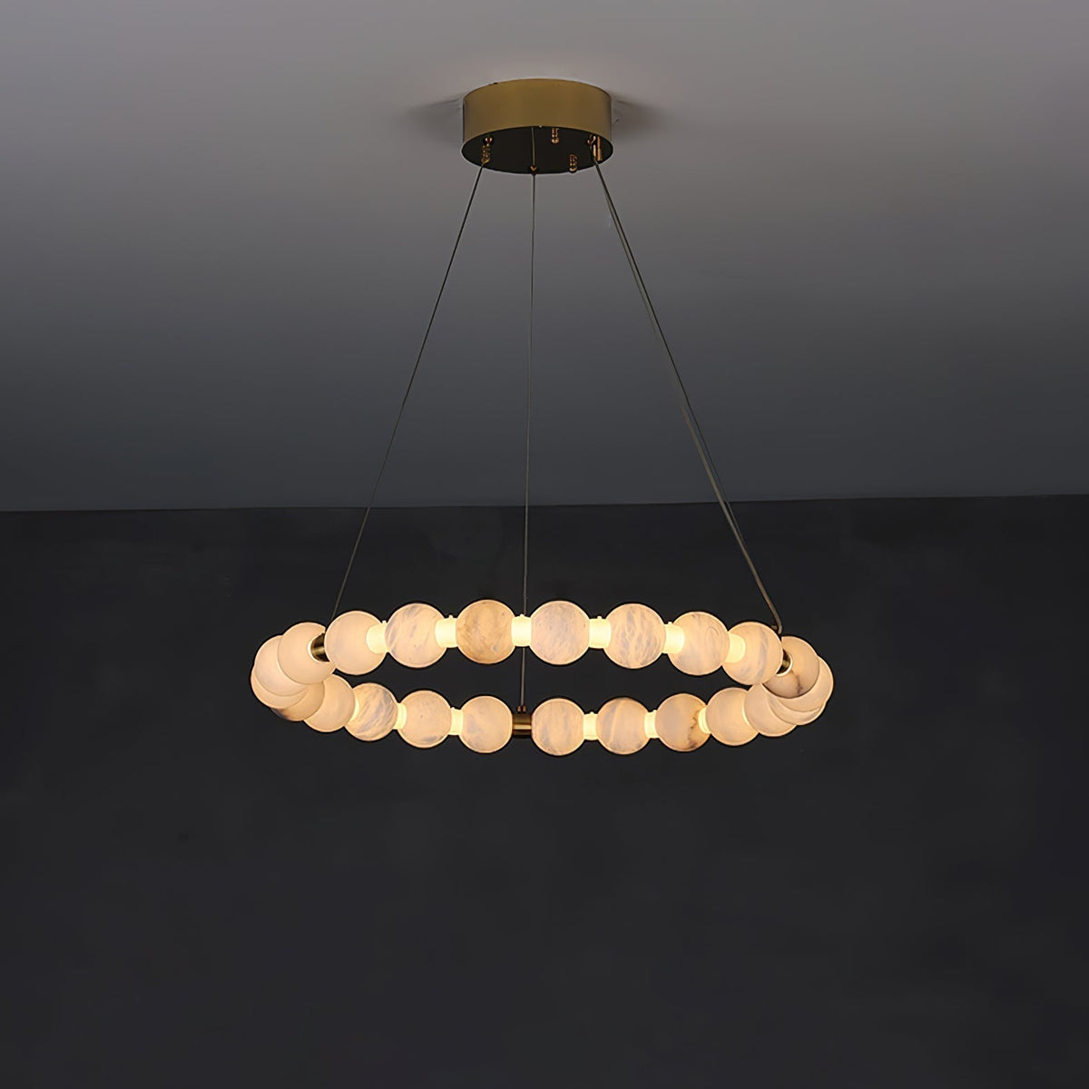 Alabaster Orb Ring Chandelier - ∅ 23.6″ x H 2.4″Gold & WhiteWarm Lighteverlamps