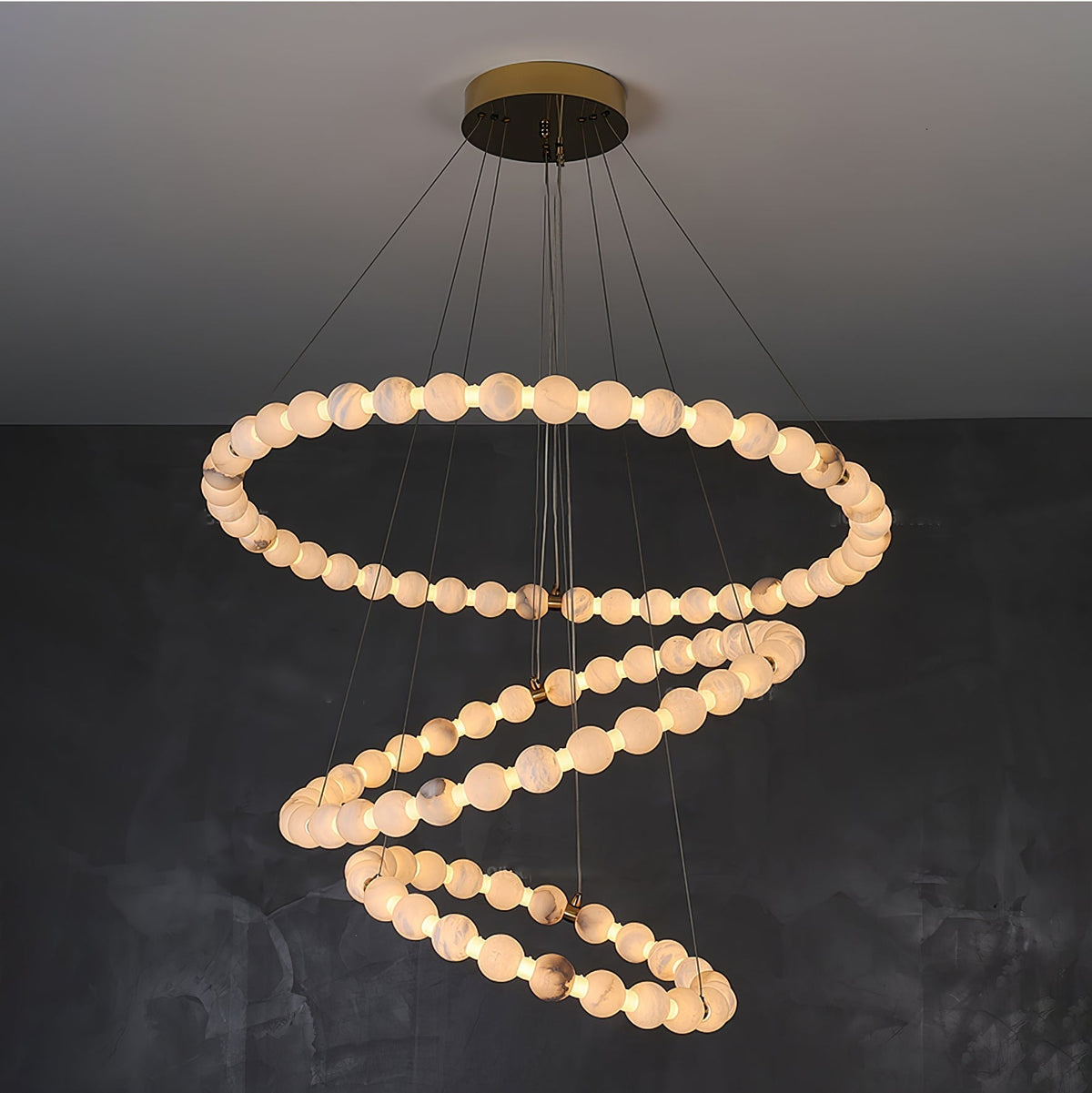Alabaster Orb Ring Chandelier - ∅ 23.6″ x H 2.4″Gold & WhiteWarm Lighteverlamps