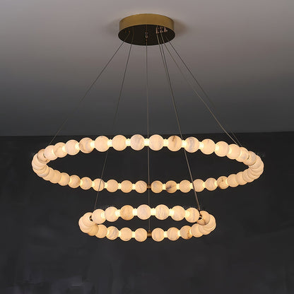 Alabaster Orb Ring Chandelier - 23.6″ + 39.4″Gold & WhiteWarm Lighteverlamps