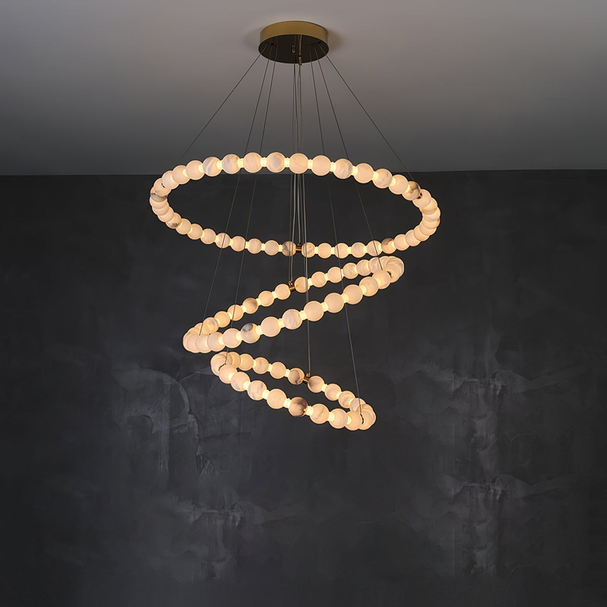 Alabaster Orb Ring Chandelier - ∅ 23.6″ x H 2.4″Gold & WhiteWarm Lighteverlamps