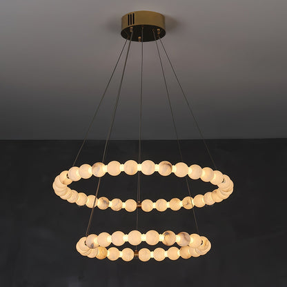 Alabaster Orb Ring Chandelier - 23.6″ + 31.5″Gold & WhiteWarm Lighteverlamps