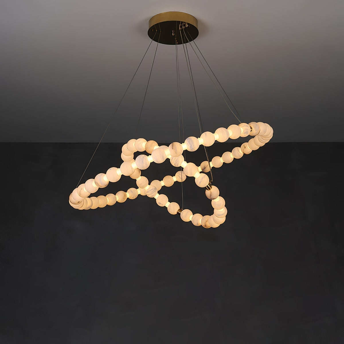 Alabaster Orb Ring Chandelier - ∅ 23.6″ x H 2.4″Gold & WhiteWarm Lighteverlamps