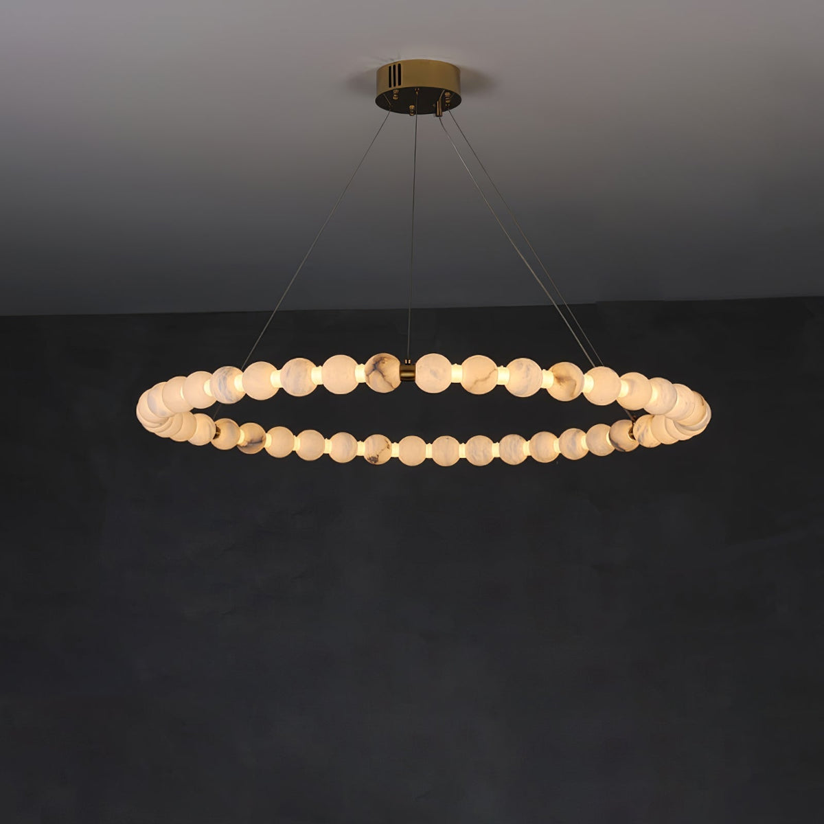 Alabaster Orb Ring Chandelier - ∅ 31.5″ x H 2.4″Gold & WhiteWarm Lighteverlamps