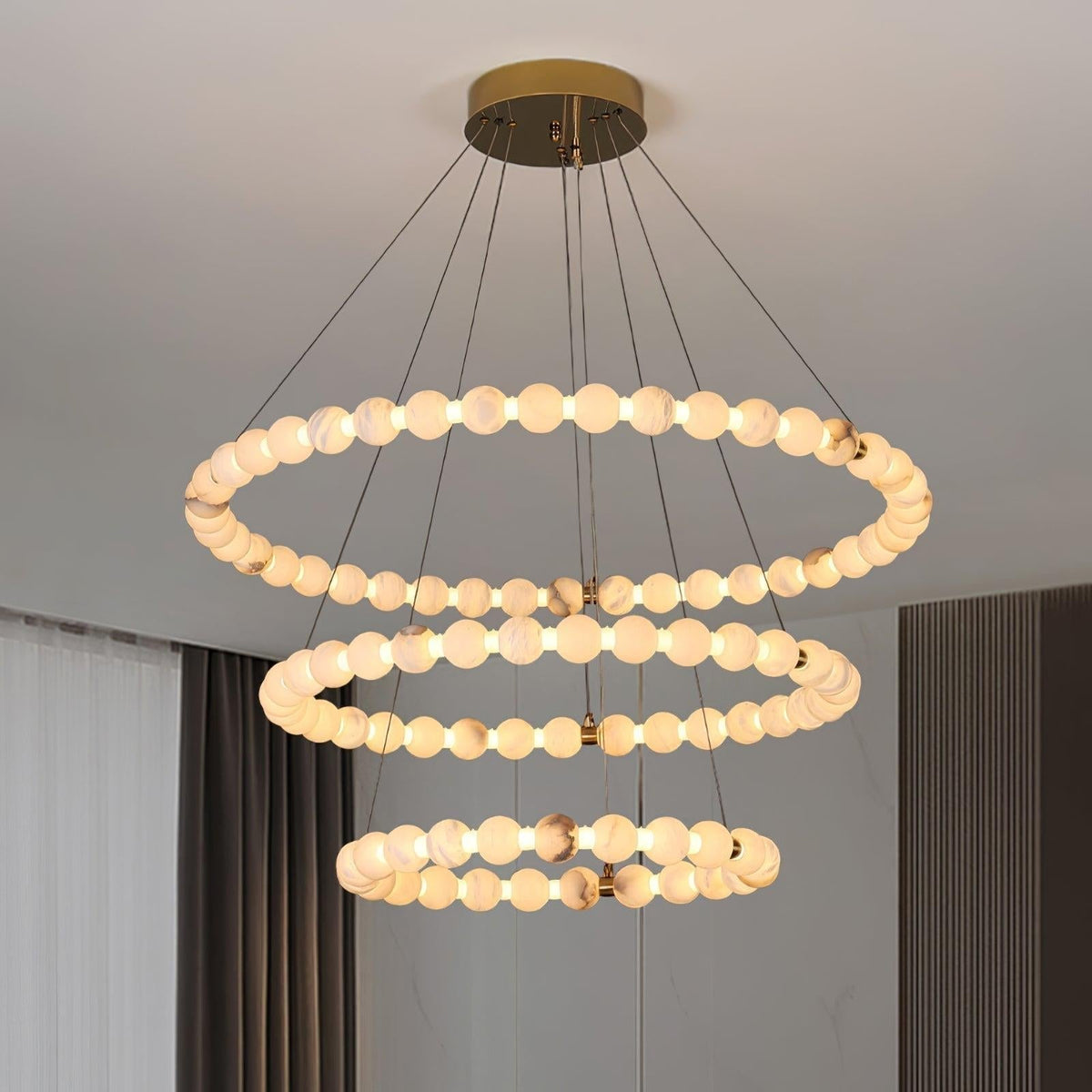 Alabaster Orb Ring Chandelier - ∅ 23.6″ x H 2.4″Gold & WhiteWarm Lighteverlamps