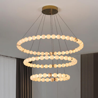 Alabaster Orb Ring Chandelier - ∅ 23.6″ x H 2.4″Gold & WhiteWarm Lighteverlamps
