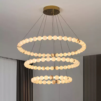 Alabaster Orb Ring Chandelier - ∅ 23.6″ x H 2.4″Gold & WhiteWarm Lighteverlamps