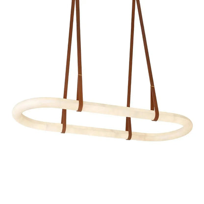 Alabaster Round Leather Chandelier-Chandelier-everlamps-everlamps
