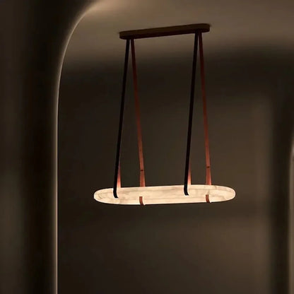 Alabaster Round Leather Chandelier-Chandelier-everlamps-everlamps
