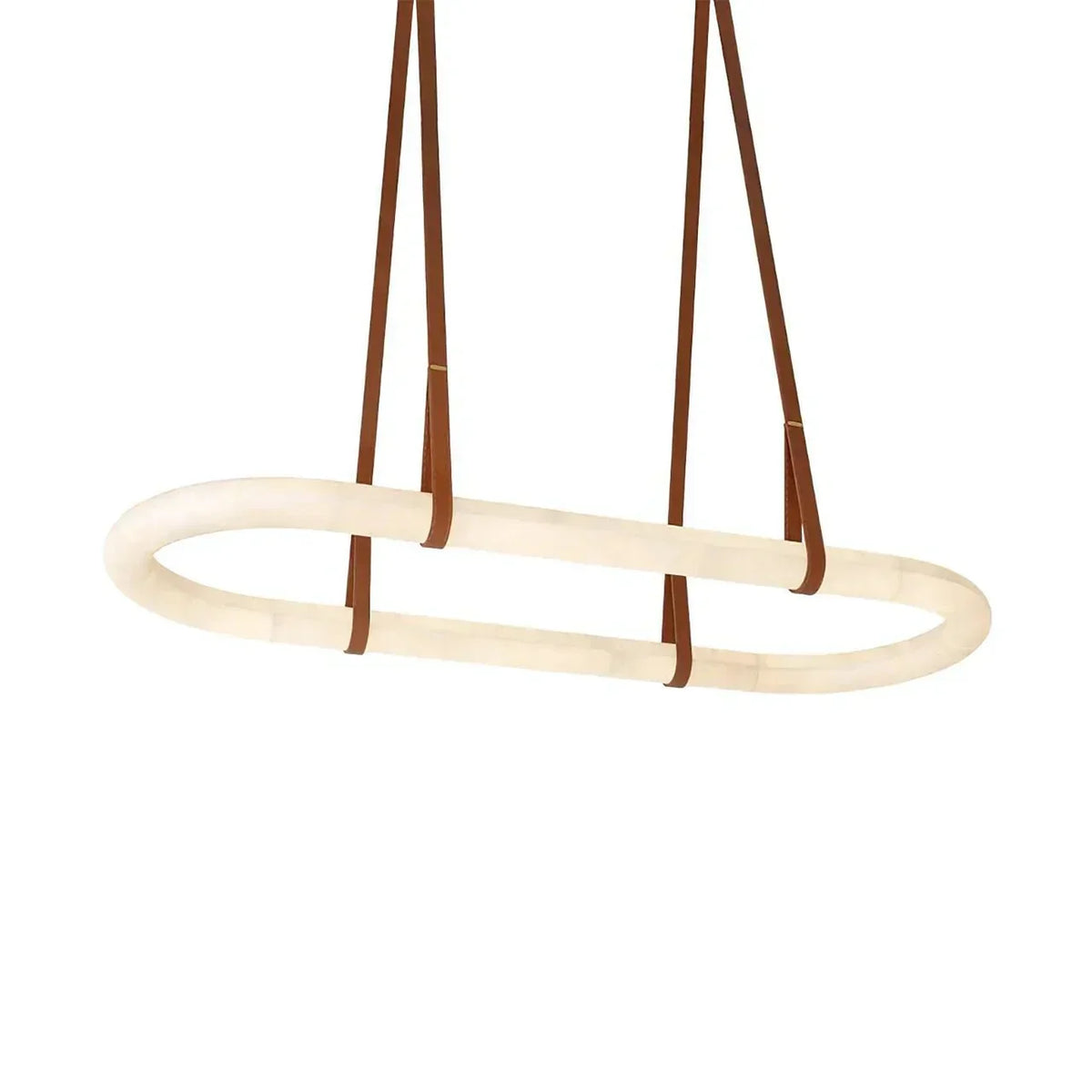 Alabaster Round Leather Chandelier-Chandelier-everlamps-everlamps