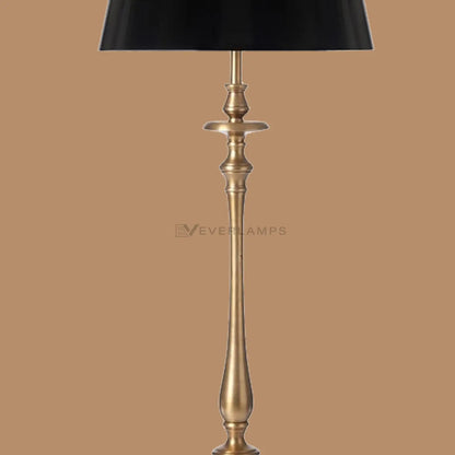 Alden Antique Brass Floor Lamp with Black Fabric Shade