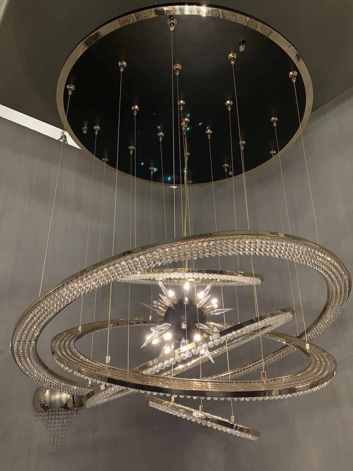 Aleron Crystal Ring Sputnik Chandelier - 24"w x 26"heverlamps