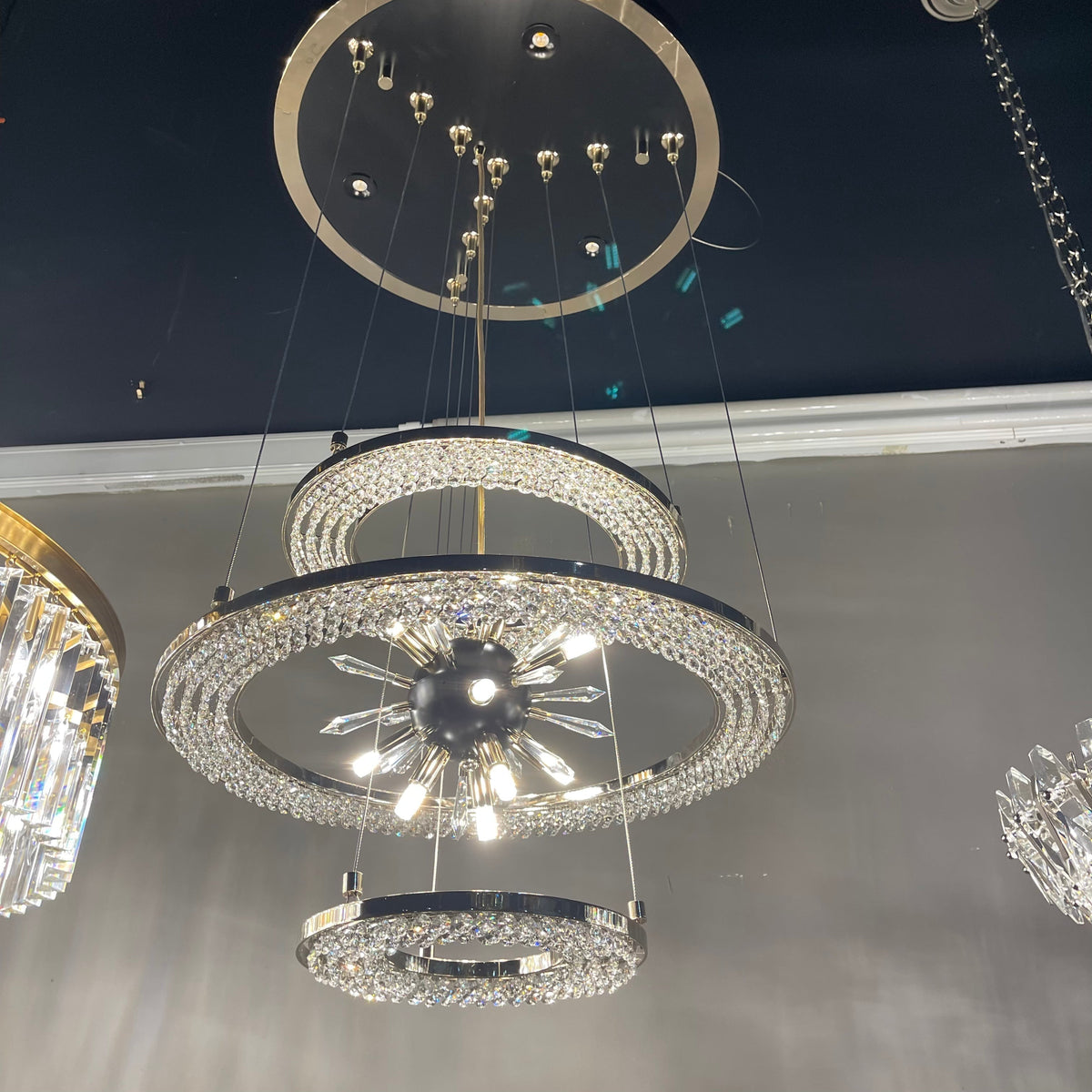 Aleron Crystal Ring Sputnik Chandelier - 24"w x 26"heverlamps