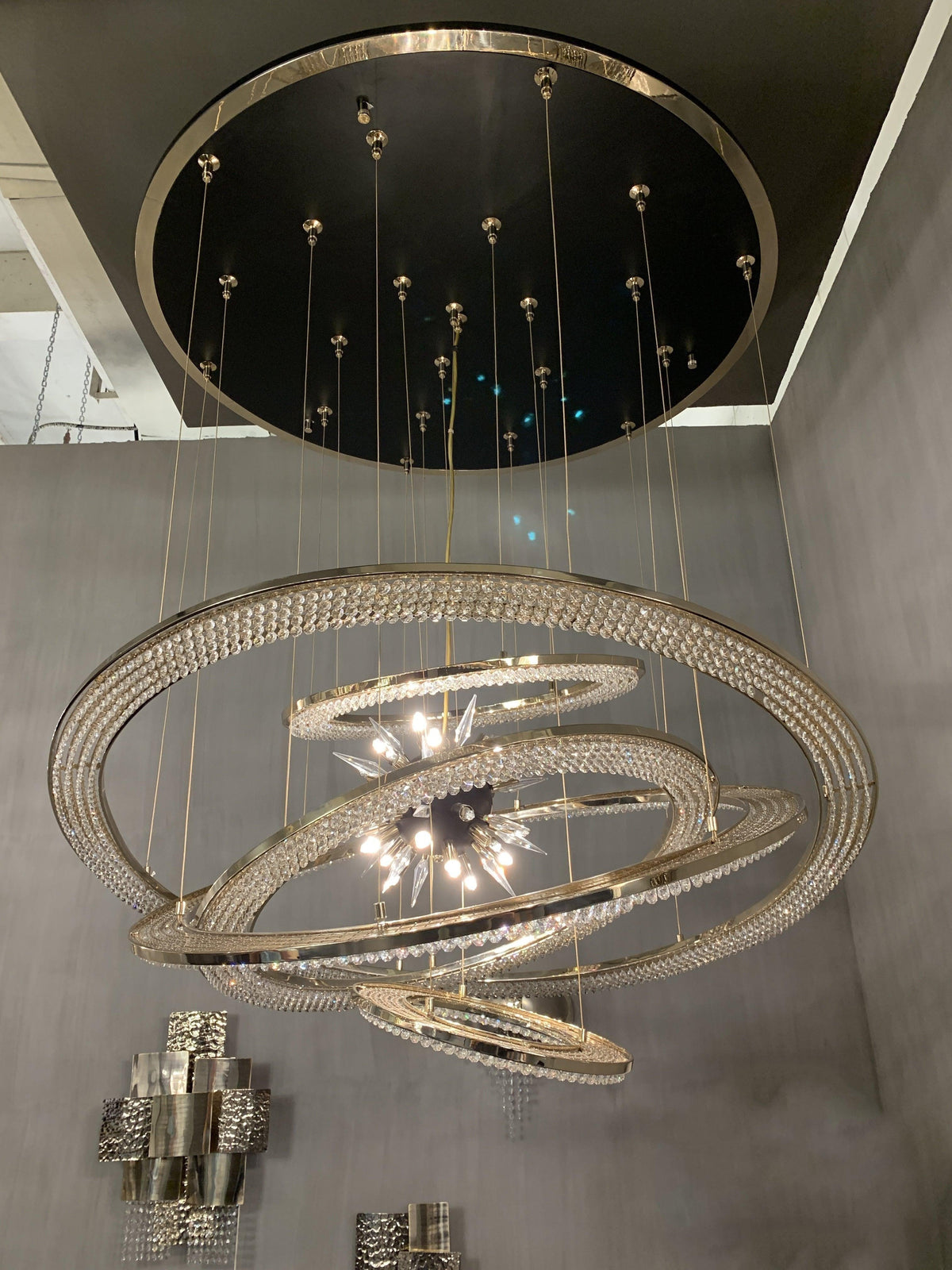 Aleron Crystal Ring Sputnik Chandelier - 47"w x 47"heverlamps
