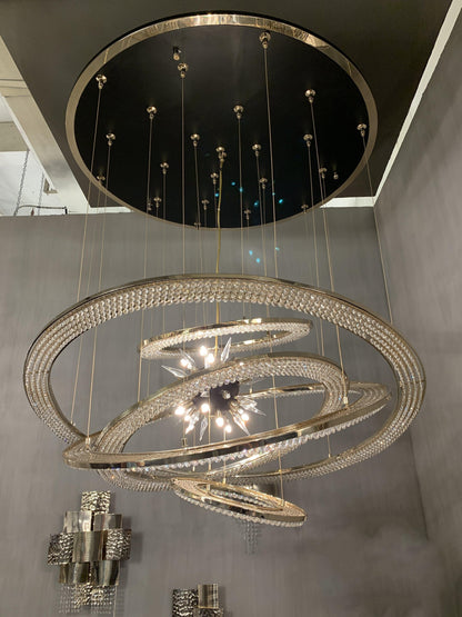 Aleron Crystal Ring Sputnik Chandelier - 47"w x 47"heverlamps
