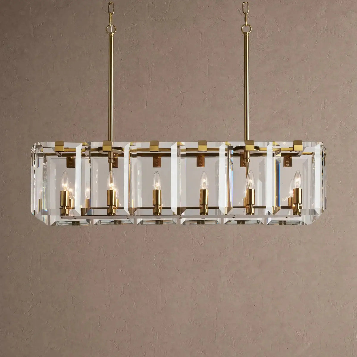 Amaya Rectangular Chandelier 12/16 Light - 12-Light / Brass