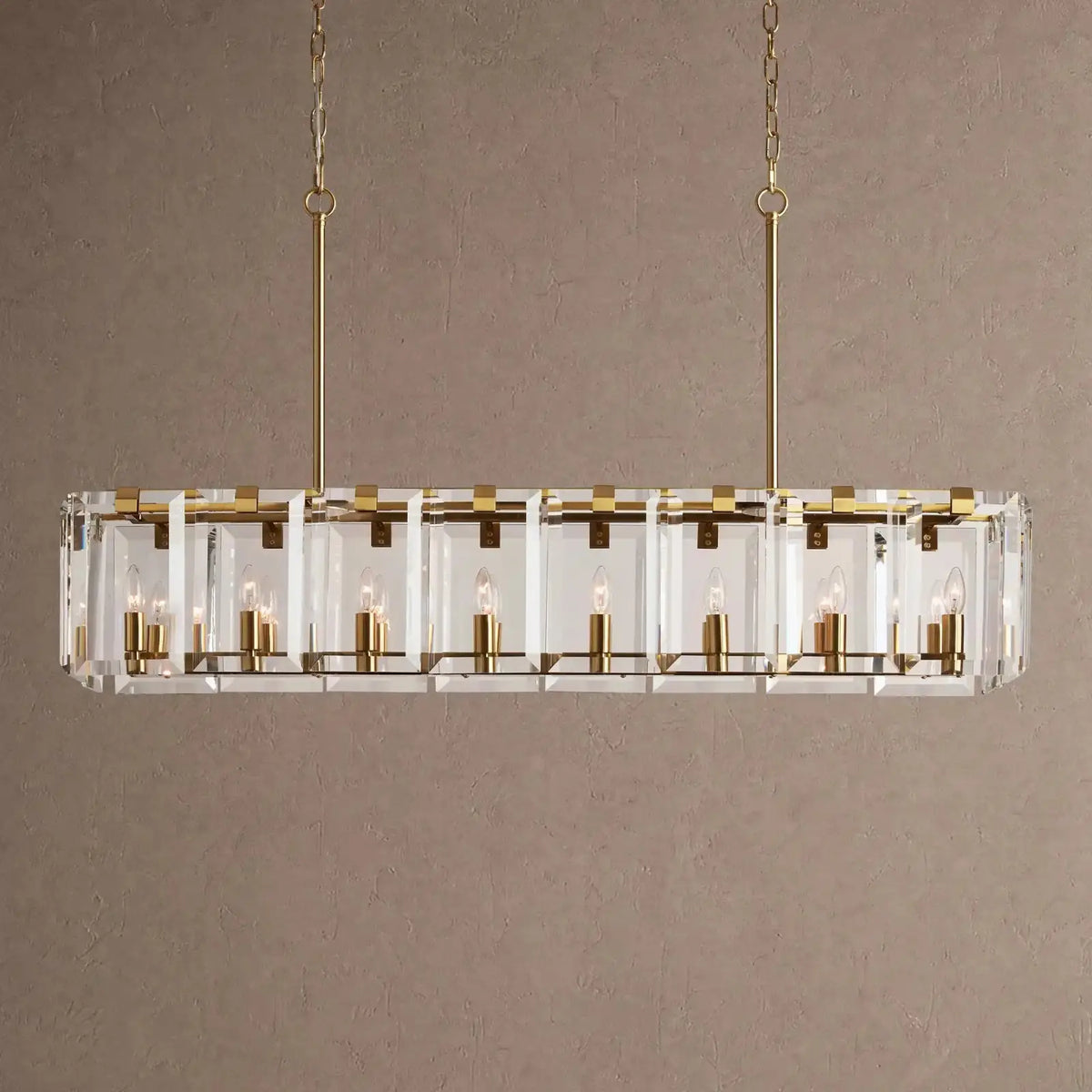 Amaya Rectangular Chandelier 12/16 Light - 16-Light / Brass