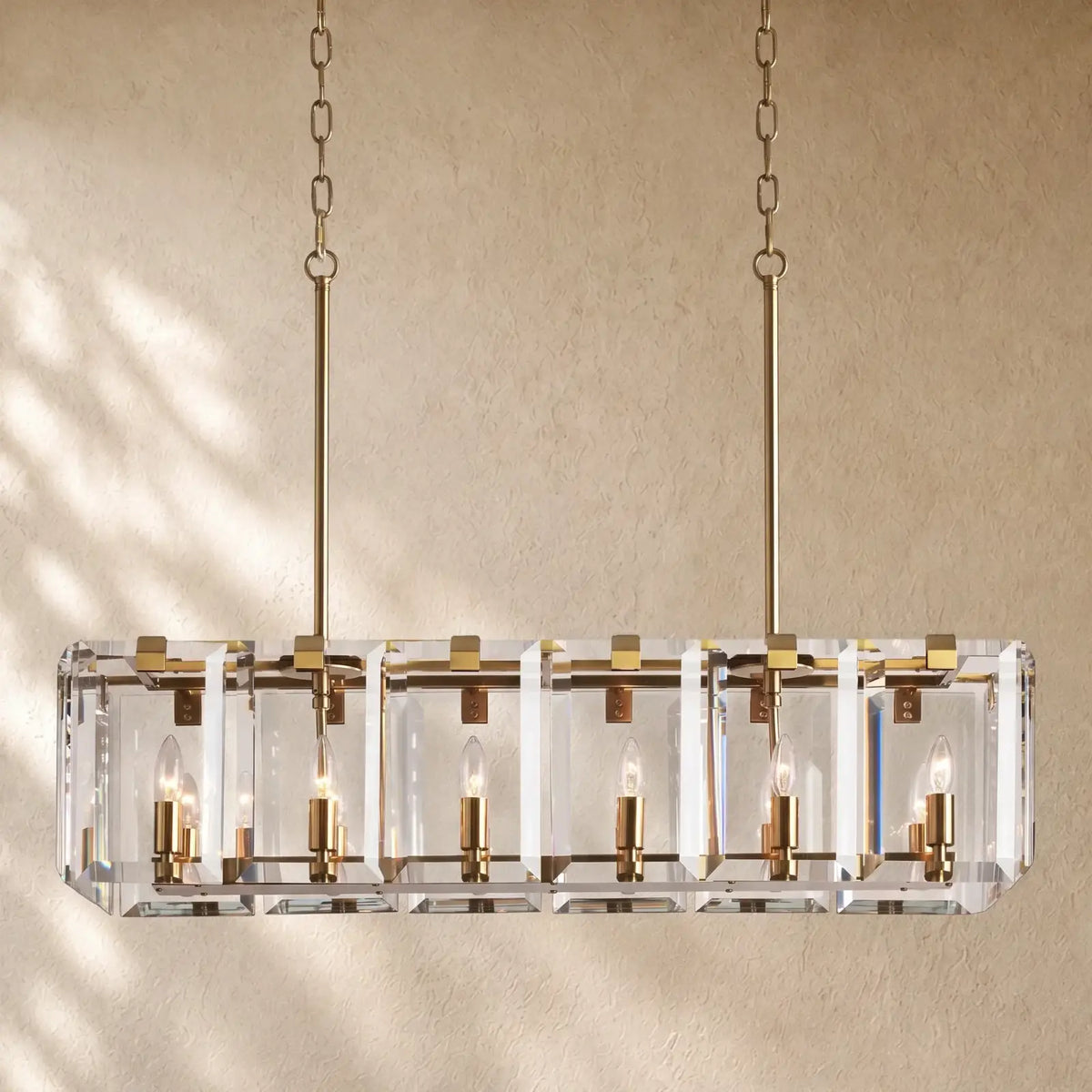 Amayya Rectangular Chandelier - BRASS / 12 LIGHT
