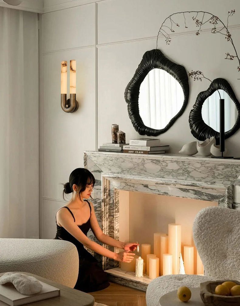 Arch Alabaster Sconce - ∅ 5.5″ x H 17.7″Nickel & WhiteEverlamps