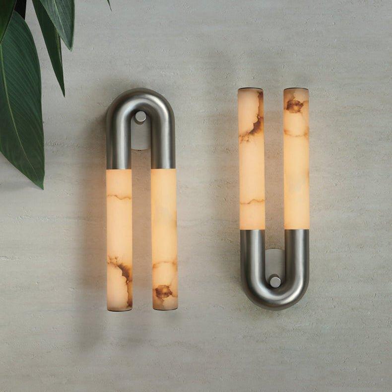 Arch Alabaster Sconce - ∅ 5.5″ x H 17.7″Bronze & WhiteEverlamps