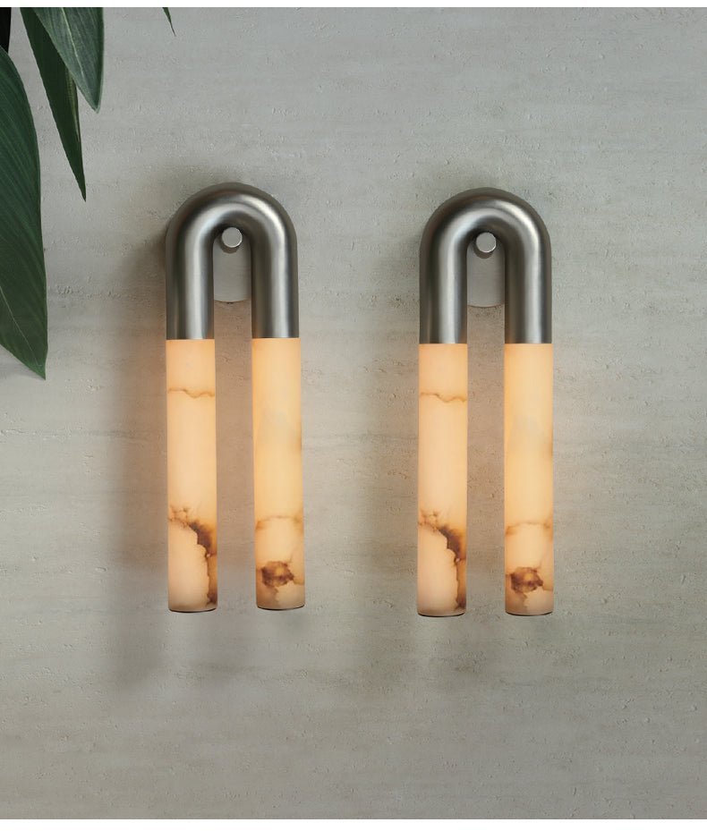 Arch Alabaster Sconce - ∅ 5.5″ x H 17.7″Bronze & WhiteEverlamps