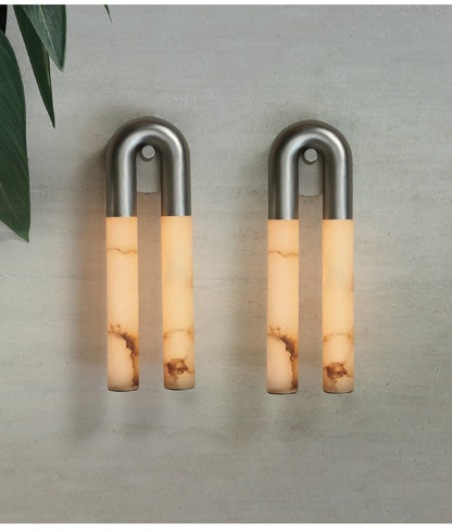 Arch Alabaster Sconce - ∅ 5.5″ x H 17.7″Bronze & WhiteEverlamps