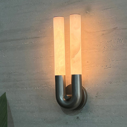 Arch Alabaster Sconce - ∅ 5.5″ x H 17.7″Nickel & WhiteEverlamps