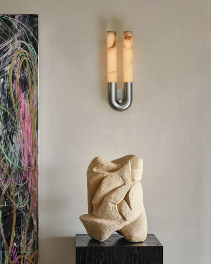 Arch Alabaster Sconce - ∅ 5.5″ x H 17.7″Nickel & WhiteEverlamps