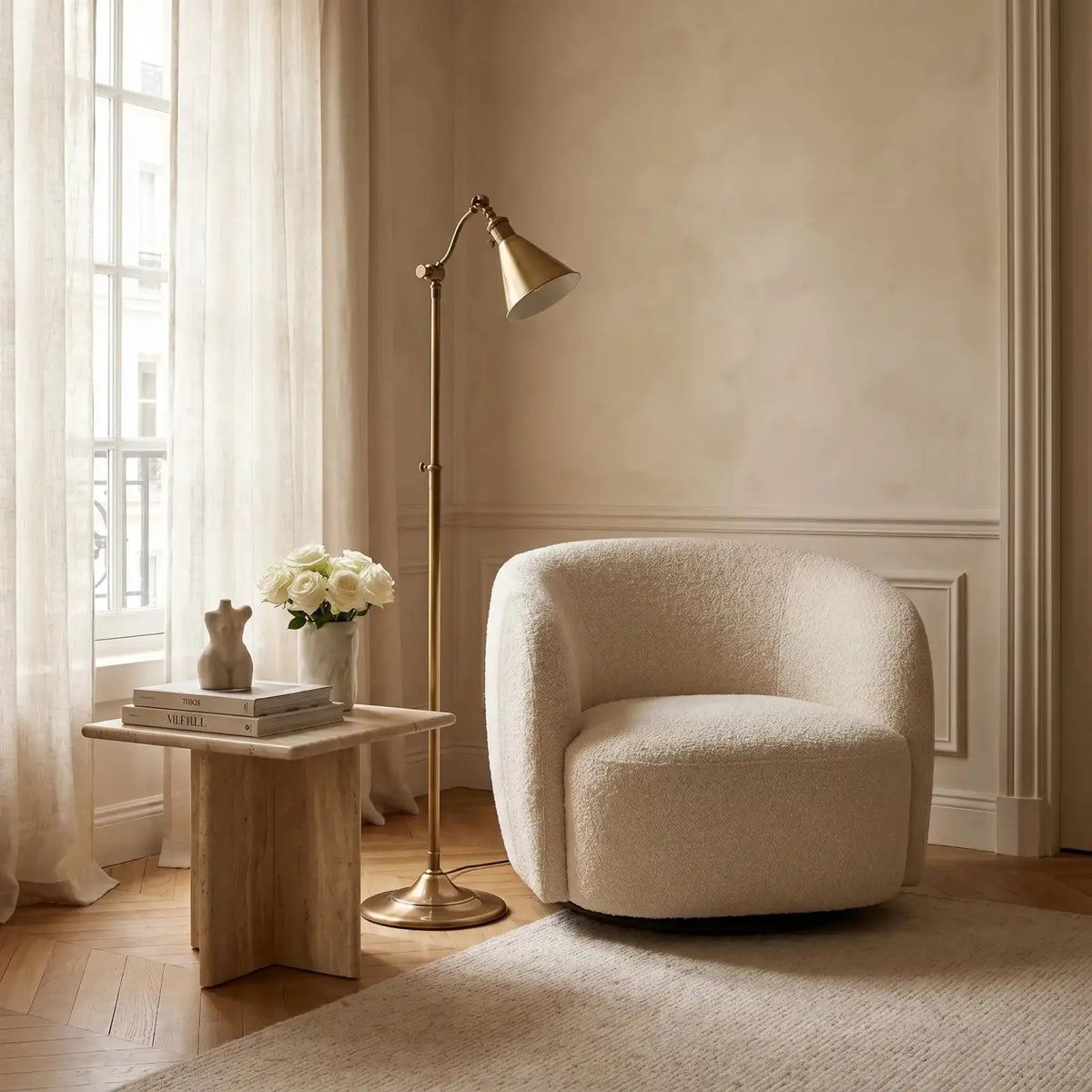 Arden Adjustable Brass Reading Floor Lamp