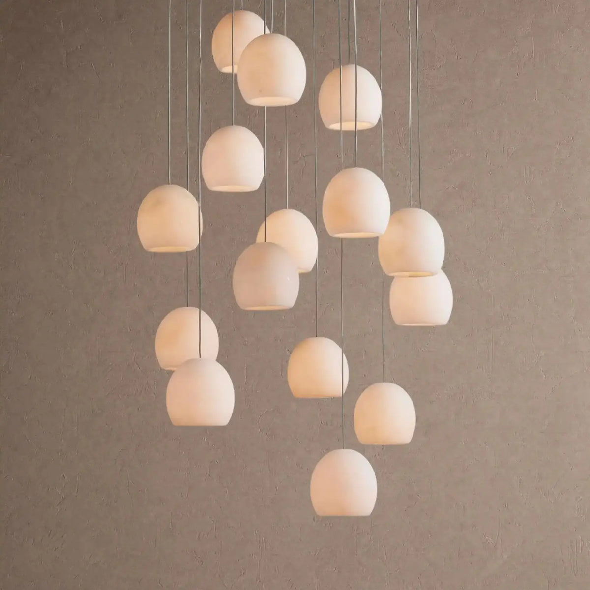 Arica Round Alabaster Chandelier Light - 15-Light