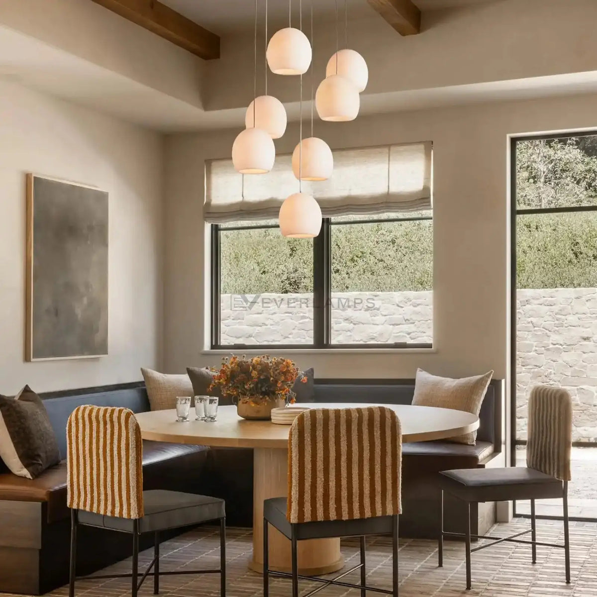 Arica Round Alabaster Chandelier Light