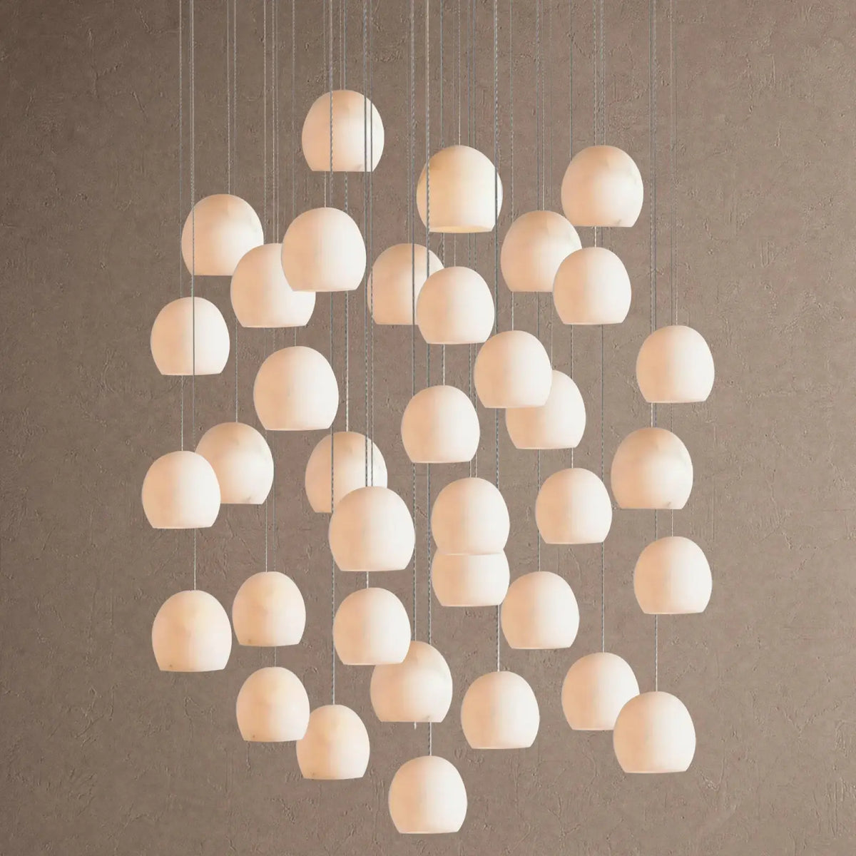 Arica Round Alabaster Chandelier Light - 36-Light