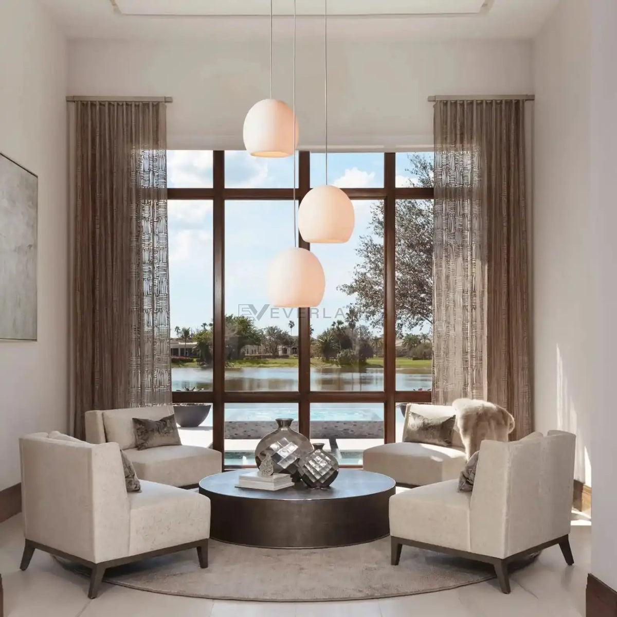 Arica Round Alabaster Chandelier Light