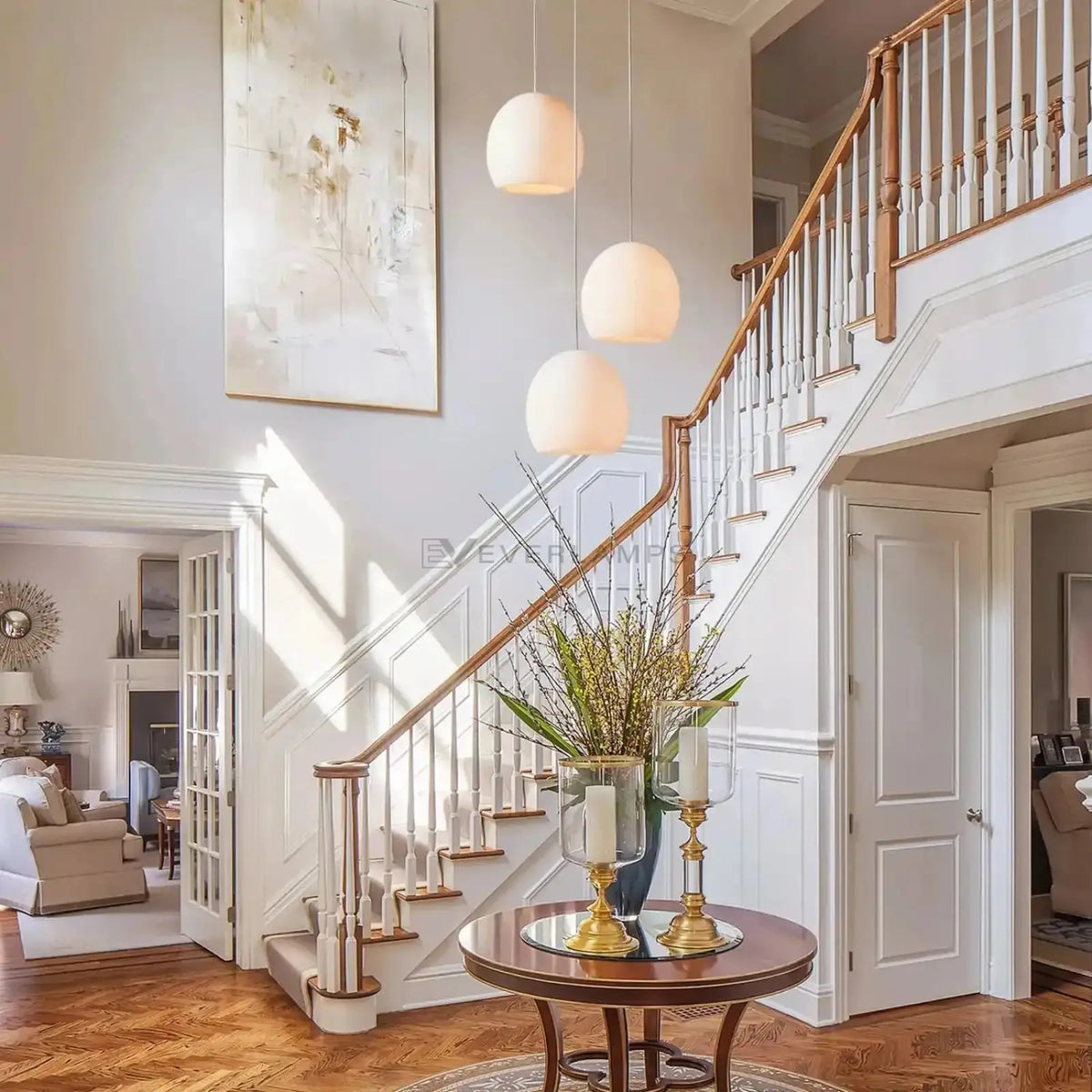 Arica Round Alabaster Chandelier Light